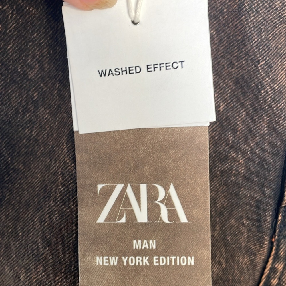 ZARA MAN NEW YORK EDITION WASHED EFFECT RELAXED FIT JEANS BLACK & BRONZE SIZE 44 - Picture 4 of 11